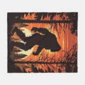 Couverture Polaire Bigfoot Sasquatch Forêt Coucher de soleil (Devant (Horizontal))