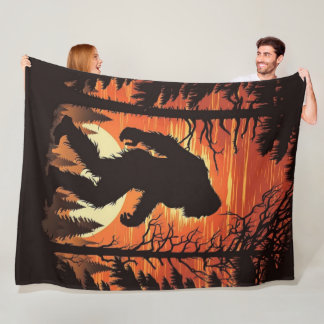 Couverture Polaire Bigfoot Sasquatch Forêt Coucher de soleil