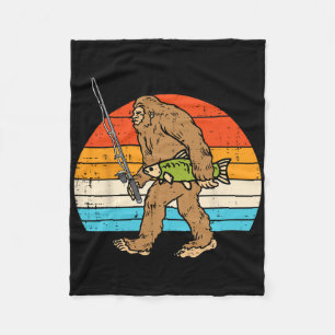 Couverture Polaire Bigfoot Sasquatch Pêche Rétro Pêcheur Hommes Femme