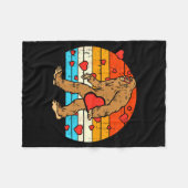 Couverture Polaire Bigfoot Sasquatch Retro Heart Funny Valentines Day (Devant (Horizontal))