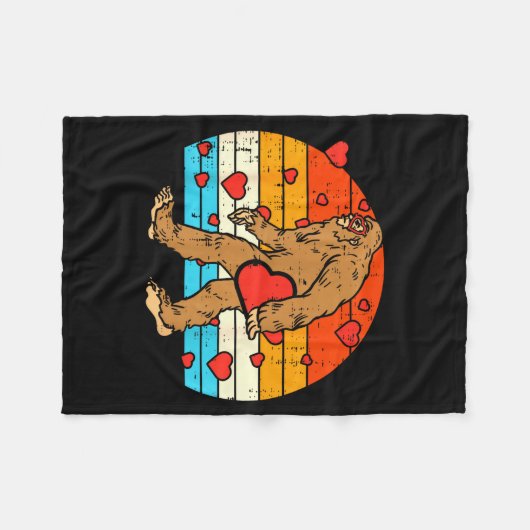 Couverture Polaire Bigfoot Sasquatch Retro Heart Funny Valentines Day (Devant (Horizontal))