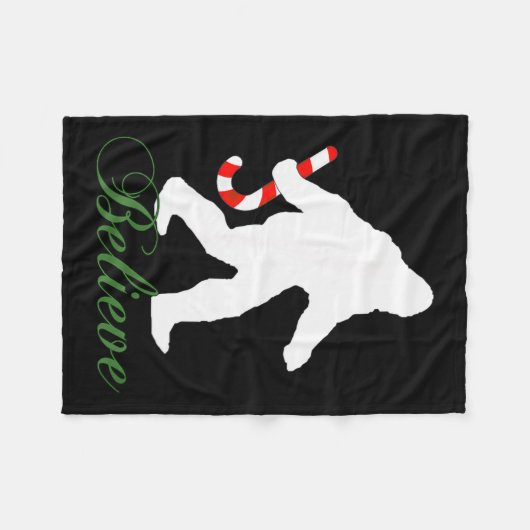 Couverture Polaire Bigfoot Sasquatch Yeti Believe Candy Cane Christma (Devant (Horizontal))
