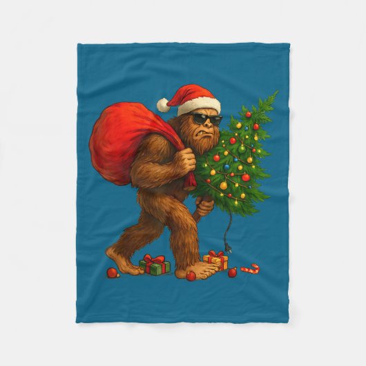 Couverture Polaire Bigfoot Stealing Christmas Tree Lights Xmas Boys M (Devant)