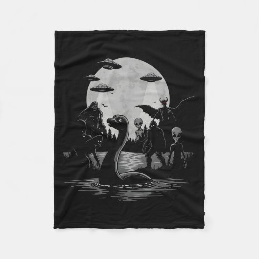 Couverture Polaire Bigfoot Ufo Loch Ness Monster Mothman And Aliens! (Devant)