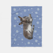 Couverture Polaire Bignon mignon âne avec des flocons de neige sur bl (Devant)