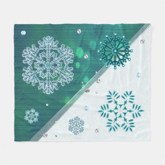 Couverture Polaire Bijoux de flocon de neige 3D (Devant (Horizontal))