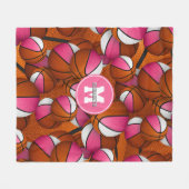 Couverture Polaire billes de basket-ball rose blanc monogrammé (Devant (Horizontal))