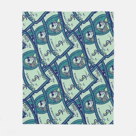Couverture Polaire Billets de dollar : motif d'argent continu (Devant)