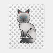 Couverture Polaire Birman / Ragdoll Point Bleu Chat & Pattes Mignon (Devant)