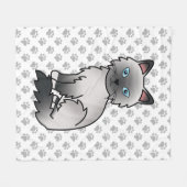 Couverture Polaire Birman / Ragdoll Point Bleu Chat & Pattes Mignon (Devant (Horizontal))