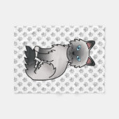 Couverture Polaire Birman / Ragdoll Point Bleu Chat & Pattes Mignon (Devant (Horizontal))