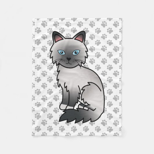 Couverture Polaire Birman / Ragdoll Point Bleu Chat & Pattes Mignon (Devant)