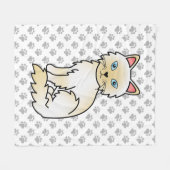Couverture Polaire Birman / Ragdoll Point crème Chat & Pattes Mignonn (Devant (Horizontal))
