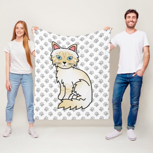 Couverture Polaire Birman / Ragdoll tabby crème Point Chats & Pattes (En situation)