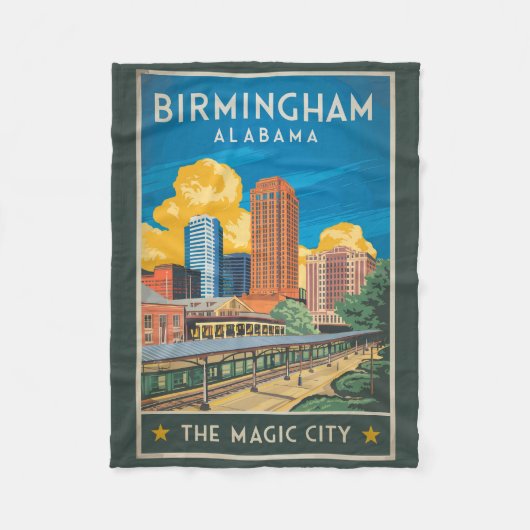 Couverture Polaire Birmingham Alabama Travel Art Vintage (Devant)