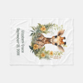 Couverture Polaire Birth Stat Baby Giraffe Jungle Fleur Baby Blanket (Devant (Horizontal))