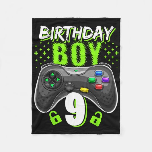 Couverture Polaire Birthday Boy 9 Video Game Controller Gamer 9th Bir (Devant)