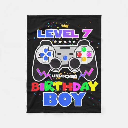 Couverture Polaire Birthday Boy Level 7 Déverrouillé Video Game 7th B (Devant)