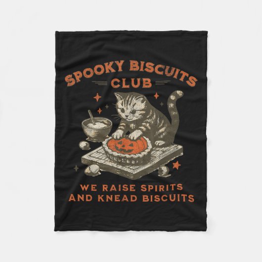 Couverture Polaire Biscuits Club éffrayant Chat, Biscuits d'Halloween (Devant)