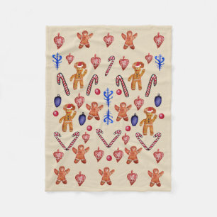 Couverture Polaire Biscuits de bonhomme en pain d'épice, décor de