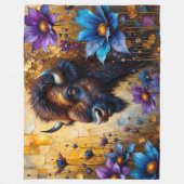 Couverture Polaire Bison américain dans un portrait de fleur texturée (Devant)
