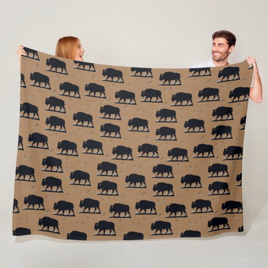 Couverture Polaire Bison de Buffalo Silhouette Motif de la prairie (En situation)