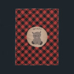 Couverture Polaire Bison Plaid Bear Kids Fleece Blanche<br><div class="desc">Une couverture en toison avec l'illustration d'un ours. L'Arrière - plan est noir et rouge bison plaid. Personnalisez le nom.</div>
