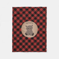 Bison Plaid Bear Kids Fleece Blanche