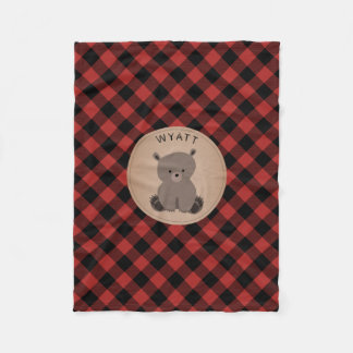 Couverture Polaire Bison Plaid Bear Kids Fleece Blanche