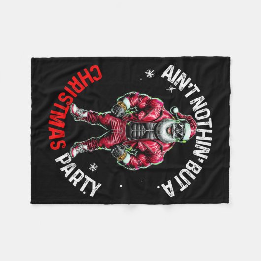 Couverture Polaire Black African American Santa Claus Christmas Pajam (Devant (Horizontal))