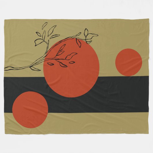 Couverture Polaire black and orang circles geometric pattern (Devant (Horizontal))