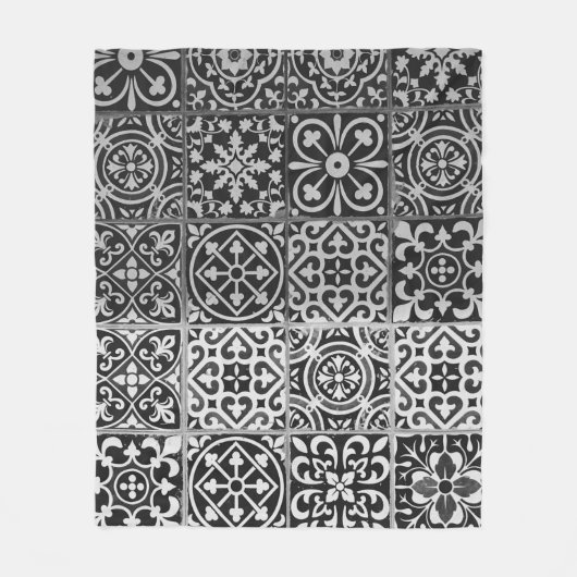 Couverture Polaire Black and white damask patterns (Devant)