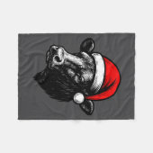 Couverture Polaire Black Angus Rancher Christmas Cow Santa Hat Farmer (Devant (Horizontal))