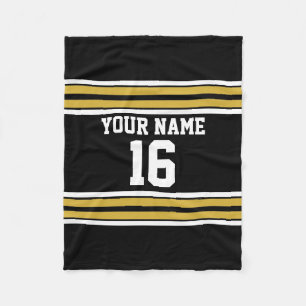 Couverture Polaire Black avec Gold White Stripes Team Jersey
