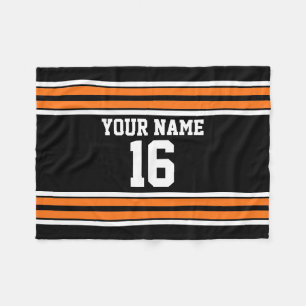 Couverture Polaire Black avec Orange White Stripes Team Jersey