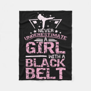 Couverture Polaire Black Belt Karate Taekwondo Girl