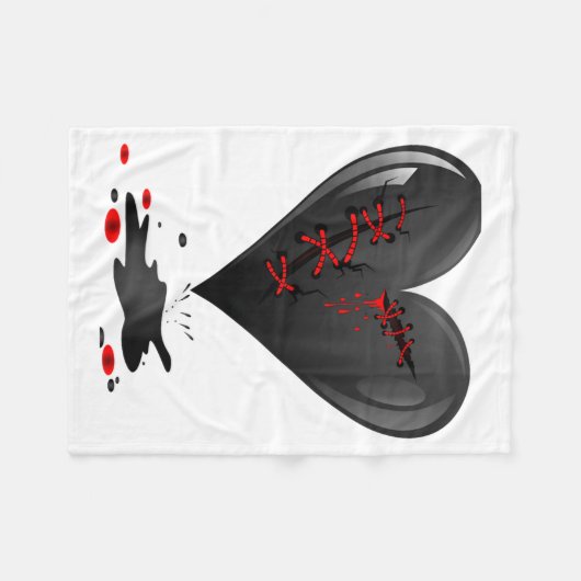 Couverture Polaire Black Bleeding Cut Open Broken Heart Goth Valentin (Devant (Horizontal))