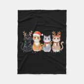 Couverture Polaire Black Cat Christmas Santa Hat Funny Meowy Cat (Devant)