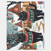 Couverture Polaire Black Cat Christmas Snow Holiday (Devant)
