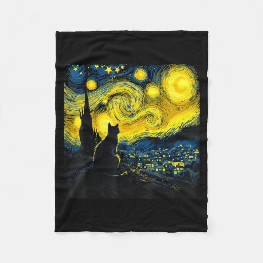 Couverture Polaire Black Cat Funny Cat Lover Mom Daddy Starry Night V (Devant)