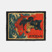 Couverture Polaire Black Cat Ramen Japanese Graphic Tees For Men Wome (Devant (Horizontal))