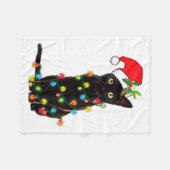 Couverture Polaire Black Cat Santa Tangled Up In Christmas Lights _1 (Devant (Horizontal))