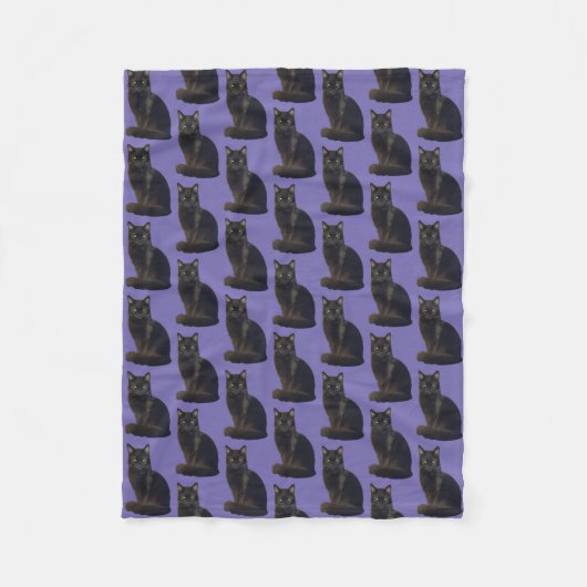 Couverture Polaire Black Cat Staring Ominse Photo Coupe violet (Devant)