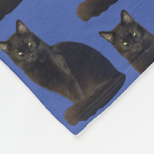 Couverture Polaire Black Cat Staring Ominy Photo Cutout Bleu (Coin)