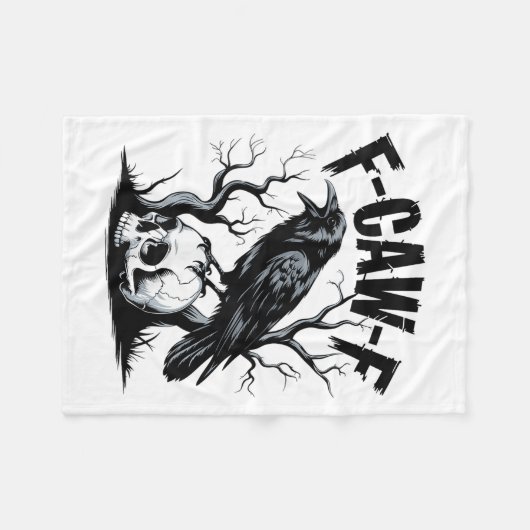 Couverture Polaire Black Crow, F-caw-f Funny Black Bird (Devant (Horizontal))