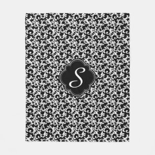 Couverture Polaire Black Elegant Damask Medium Print