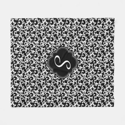 Couverture Polaire Black Elegant Damask Medium Print (Devant (Horizontal))