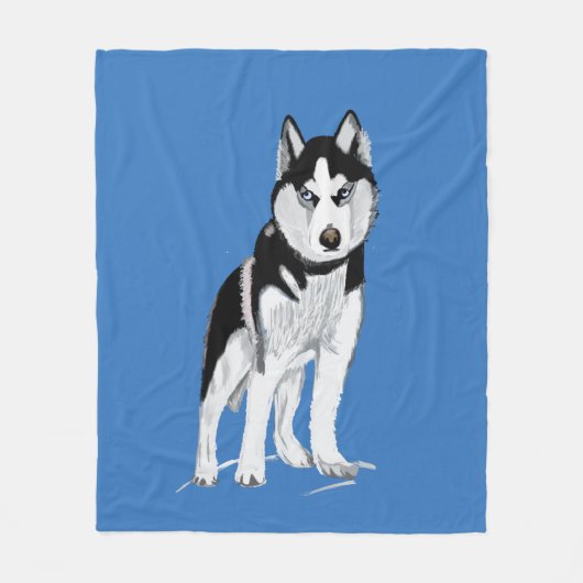 Couverture Polaire Black et White Husky (Devant)