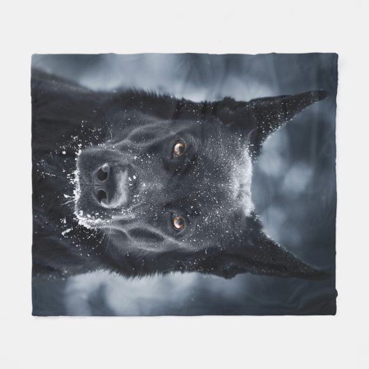 Couverture Polaire Black German Shepherd (Devant (Horizontal))