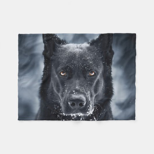 Couverture Polaire Black German Shepherd (Devant (Horizontal))
